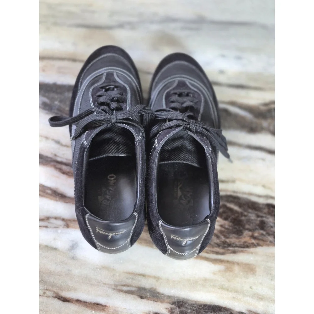 Salvatore Ferragamo Black Suede Mesh Sneakers SL 03625 Italian Womens 7 B